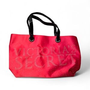 🌿Victoria's Secret Studded Pink Tote with Black Handles